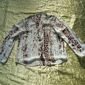 Leopard rhinestone Jennifer Lopez chiffon blouse